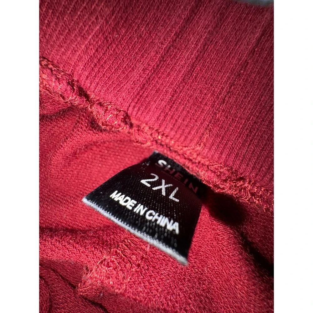 Shein‎ Burgundy Red Leopard Side Stripe Joggers Plus 2XL High Rise Sweatpants